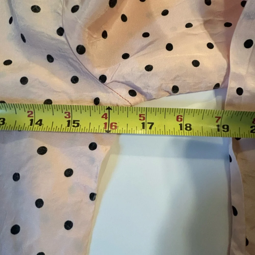 Vintage 80s Jazz Girls Polka Dot Peplum Dress Pink Black Long Sleeve Retro Party